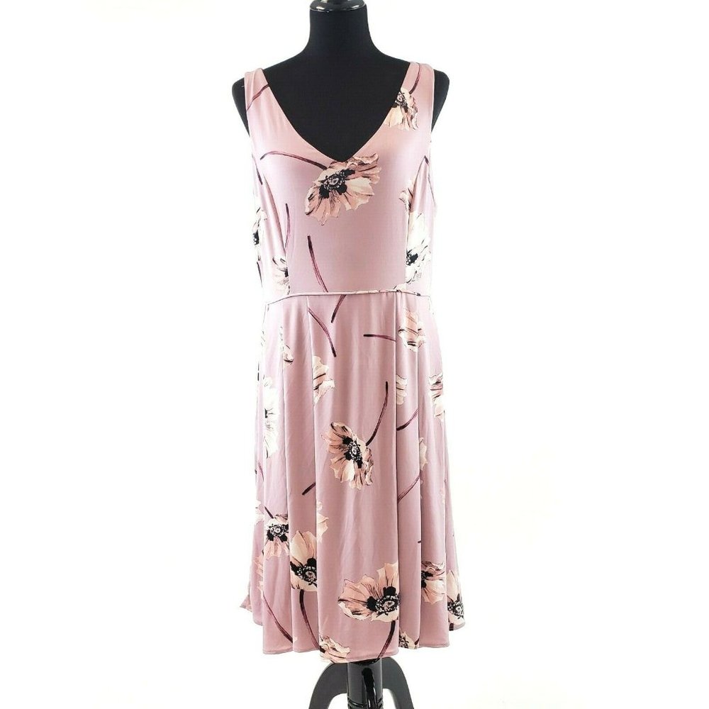 MELISSA MASSE Dress LARGE Pink Lavender Floral Fit